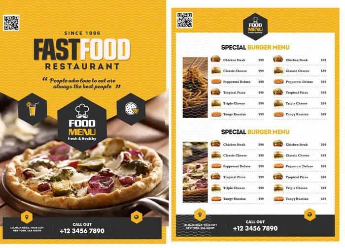 设计英文食物菜单素材psd模版下载