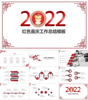 鸡年喜庆传统风工作总结ppt模板预览图