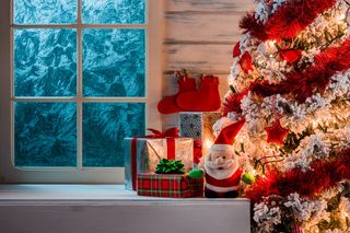 圣诞节装饰窗户门冬天新年装饰室内外场景(58)