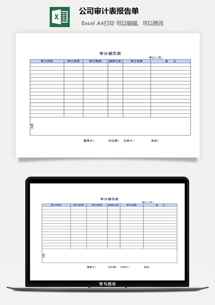 公司审计表报告单excel模板