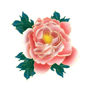 手绘国潮中国风古典牡丹花国花花卉装饰图案PSD设计素材 手绘国潮中国风古典牡丹花国花花卉装饰图案PSD设计素材