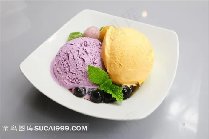 芒果蓝莓雪糕高清图片素材