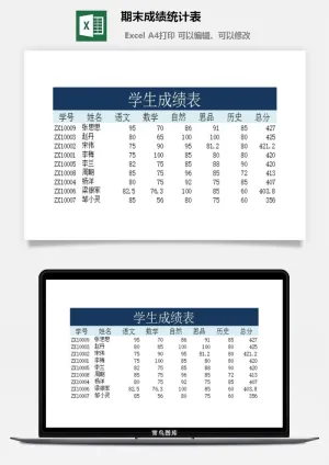 期末成绩统计表excel模板