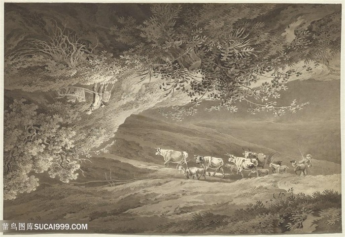 海滩海景黑白装饰画