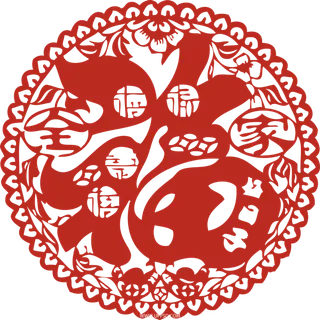 红色春节福字剪纸