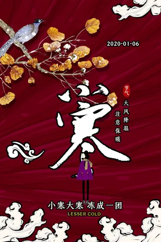 中国传统冬天小寒祝福24二十四节气节日宣传活动海报