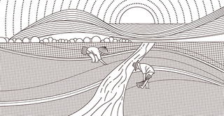 手绘插秧  种田 做饭 农忙-