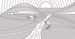 手绘插秧  种田 做饭 农忙-