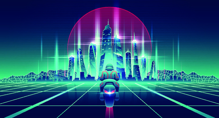时尚潮流赛博朋克元宇宙虚拟城市夜景Banner海报背景AI矢量图素材eps,ai矢量模版下载
