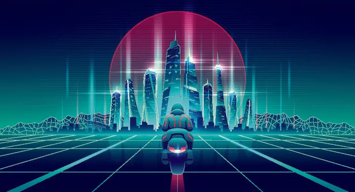 时尚潮流赛博朋克元宇宙虚拟城市夜景Banner海报背景AI矢量图素材eps,ai矢量模版下载