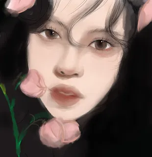 人物手绘厚涂插画美女图片