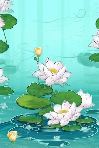 创意淡雅简约国风荷花国潮背景