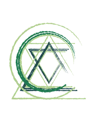 绿色几何画册插画免抠元素