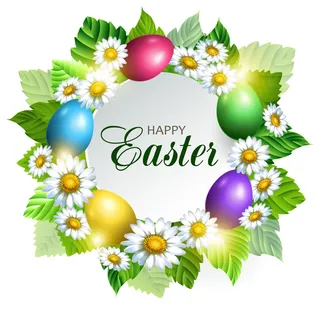 复活节装饰元素手绘插画兔子彩蛋鲜花场景(50)