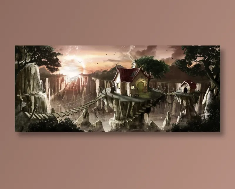 山谷小屋唯美意境图片