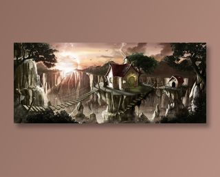 山谷小屋唯美意境图片