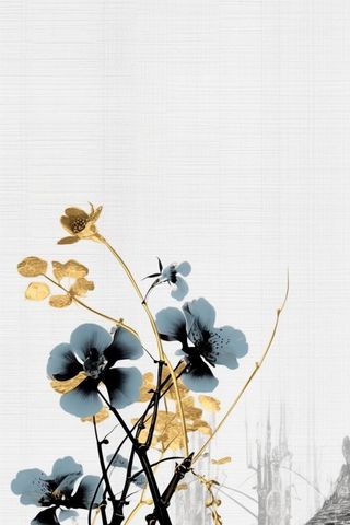 中国风意境线条金色荷花背景