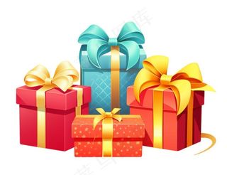 圣诞礼物礼盒卡通插画免抠