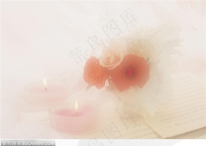 情人节物语-朦胧的玫瑰花与蜡烛