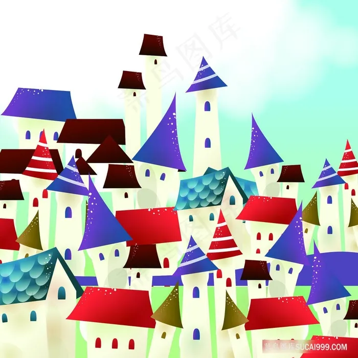 水彩房子高清插画