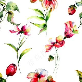 唯美水彩花朵背景素材