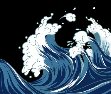 中国风国潮插画海浪波浪背景装饰浪花图案元素