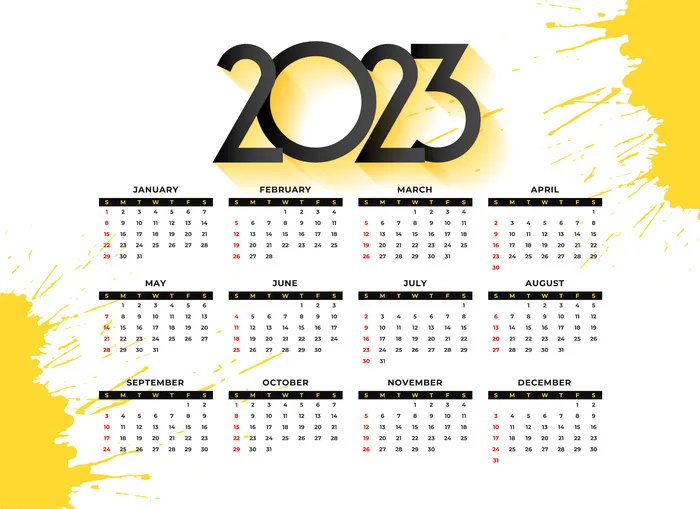 兔年2023水彩日历模板eps,ai矢量模版下载