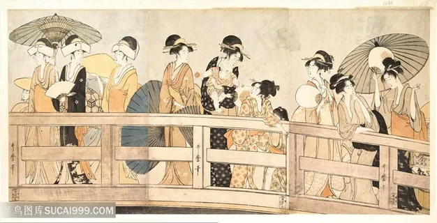 喜多川歌磨唯美女系艺术插画