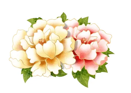 手绘国潮中国风古典牡丹花国花花卉装饰图案PSD设计素材 手绘国潮中国风古典牡丹花国花花卉装饰图案PSD设计素材