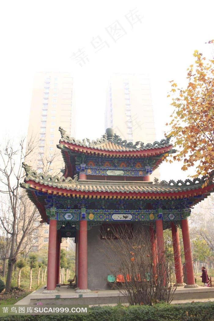 大兴善寺寺院亭子建筑摄影素材