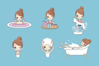 化妆品素材卡通版美容女孩