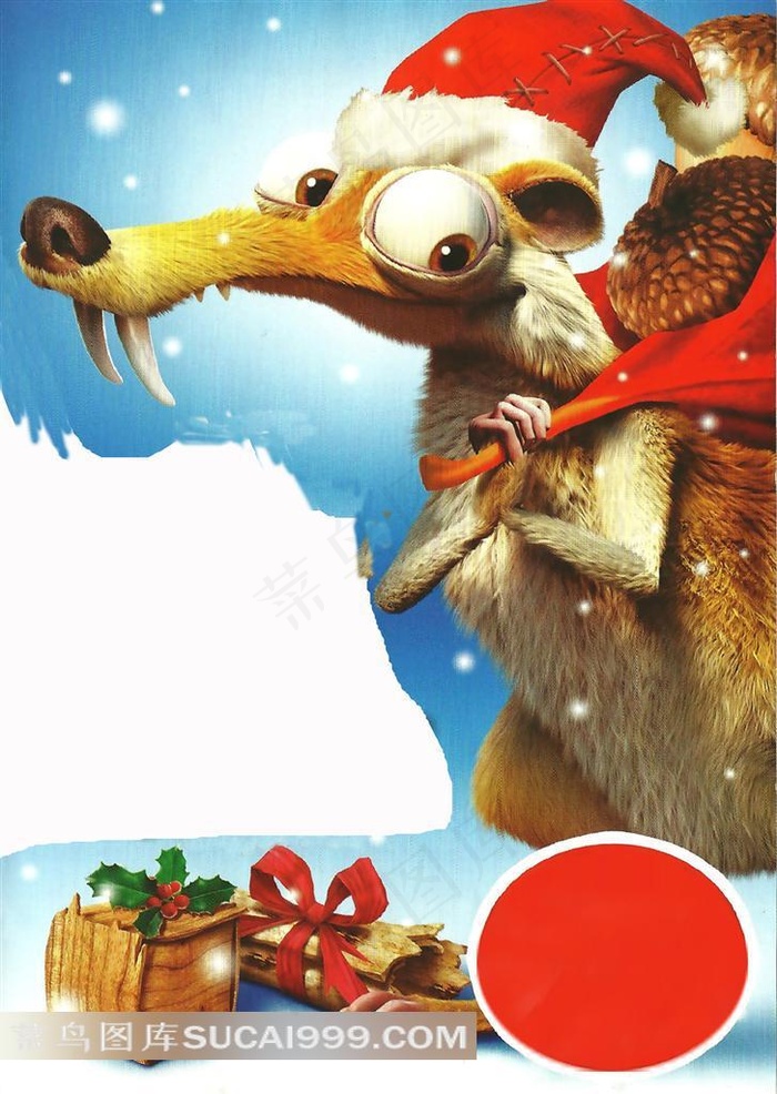 戴圣诞帽的猛犸象电影冰河世纪猛犸象的圣诞节海报