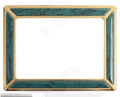 相框边框-金边的蓝色相框