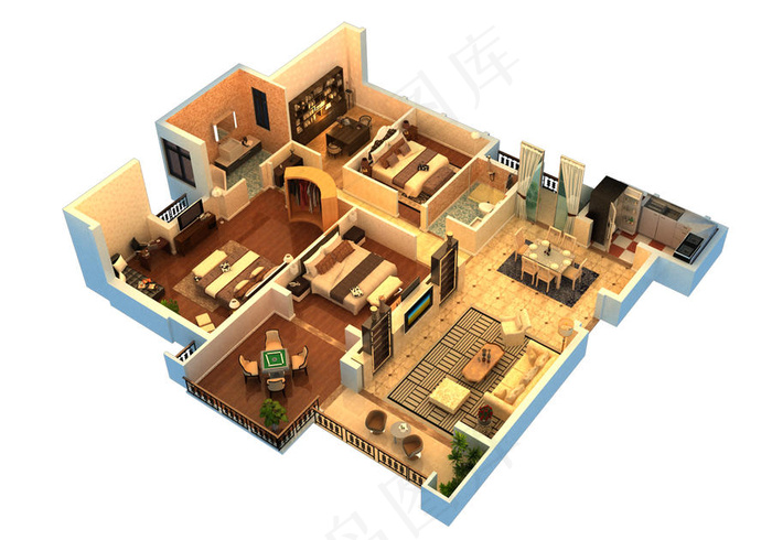 房地产室内装修3D效果图