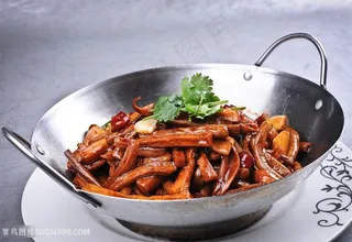 中华美食干锅茶树菇元、例摄影图