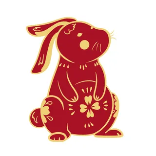 手绘2023兔年新年卡通兔子形象IP插画元素PSD设计素材png图案