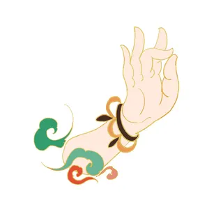 禅意佛手拈花指莲花佛珠敦煌文化线描稿国潮风元素设计模板素材