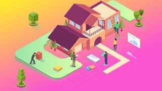 房子人物生活场景插画