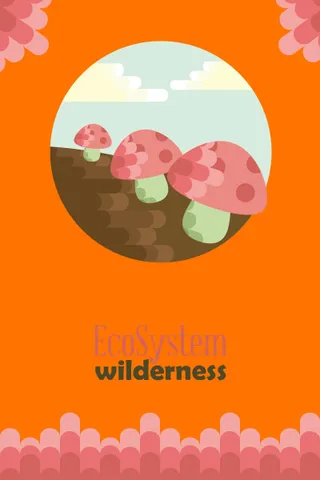 自然风景动物植物扁平矢量插画