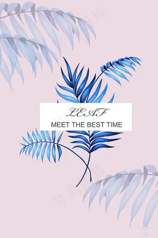 唯美水彩树叶树枝装饰画