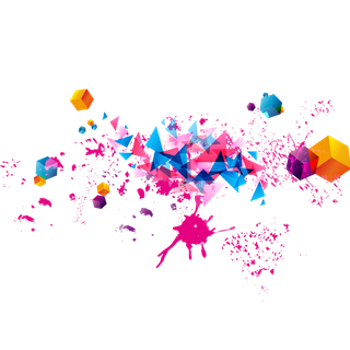 多彩几何方块爆炸效果矢量图