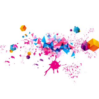 多彩几何方块爆炸效果矢量图