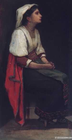 威廉 · 莫里斯 · 亨特，意大利女孩油画图片