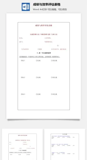 成绩与效率评估表格word模板