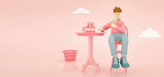 c4d人物插画3d场景