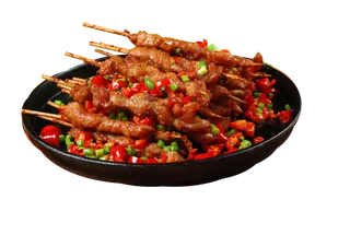 免抠红辣椒葱花拌香辣烤羊肉串