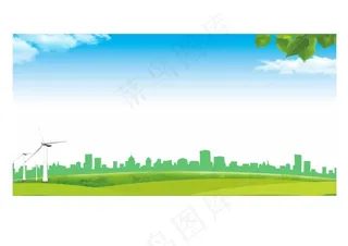 城市绿色展板背景