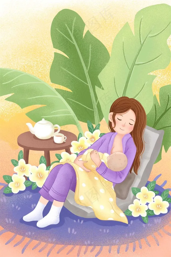 母亲节插画  psd模版下载