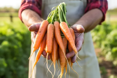 农夫手捧着一把胡萝卜摄影图 农夫手捧着一把胡萝卜摄影图