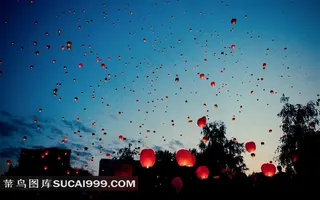 漫天的孔明灯素材